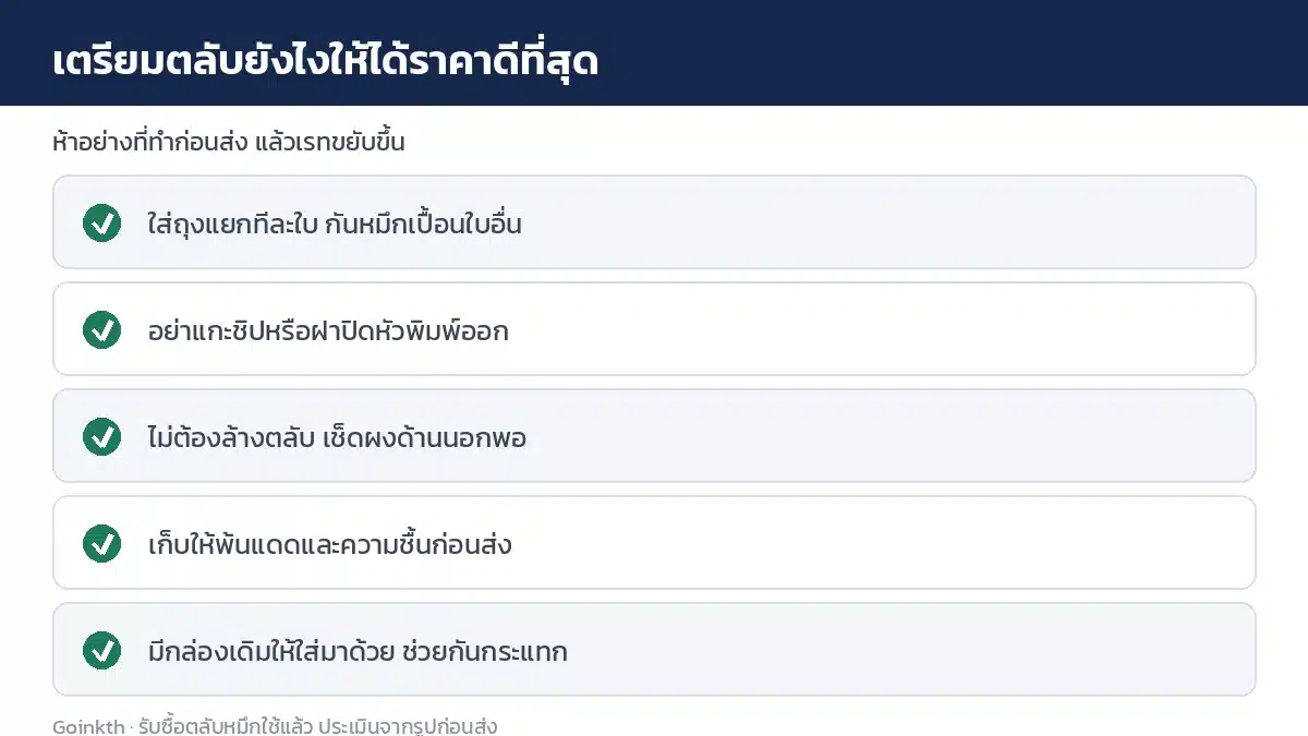 ห้าวิธีเตรียมตลับหมึกใช้แล้วก่อนส่งให้ประเมิน เพื่อให้ได้เรทรับซื้อสูงที่สุด